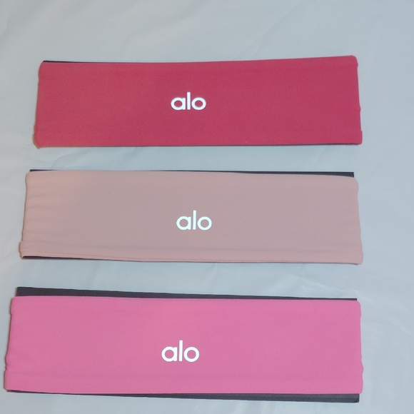 ALO Yoga Headband Trio in Red, Pink, and Tan - Picture 1 of 7